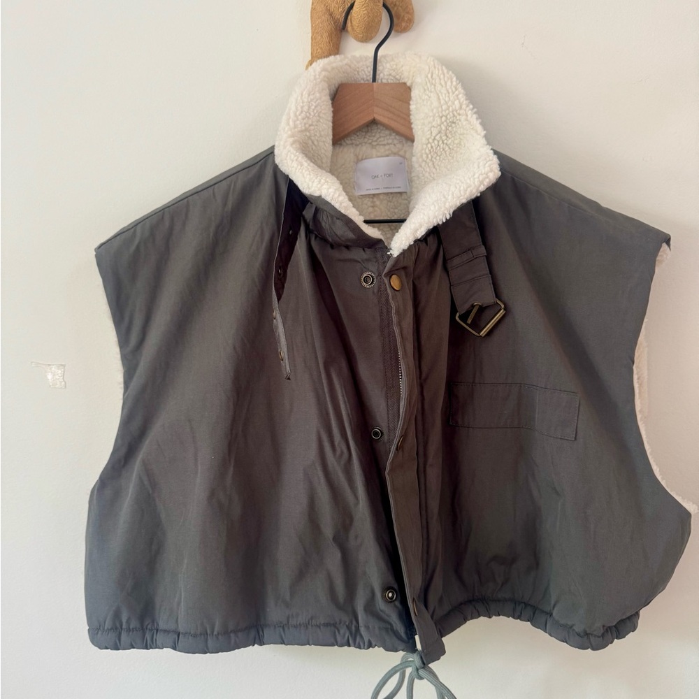 OAK + FORT Gray Vest with Cream Lining
